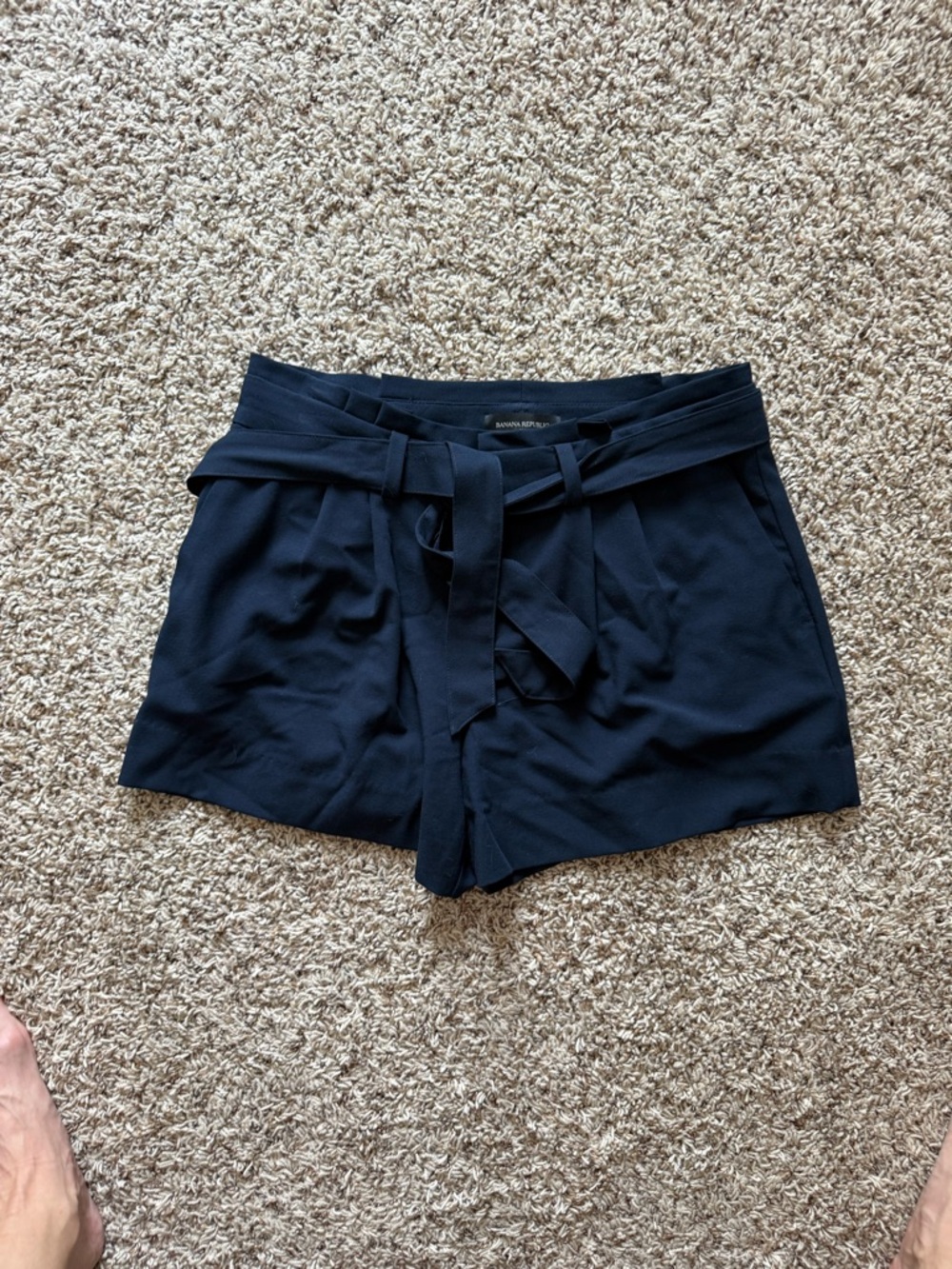 Banana Republic Navy High-Waist Tie-Belt Shorts